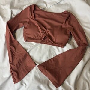 Fitness Fashioness City Girl Flared Long Sleeve Sports Top - French Mauve